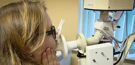 Woman having asthma test