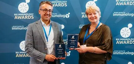 Dr Ali Roghanian and Professor Jessica Teeling at the awards ceremony