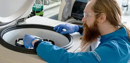 Dr Callum Highmore in the lab