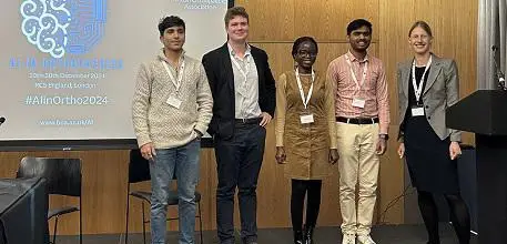 Rory, Kehinde, Faizan, Ananya and Lucy at the AI in Orthopaedics conference