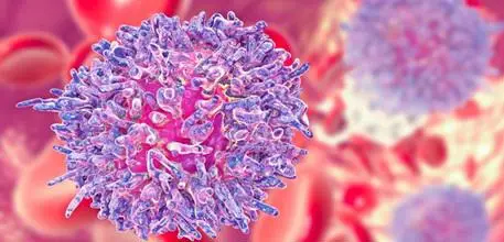 A Hairy Cell Leukaemia cancer cell with hair-like growths in a blood vessel