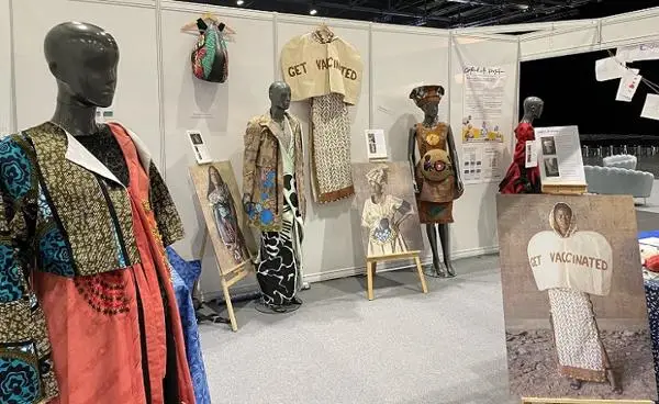 Mannequins displaying clothes at the 'Clothed with Protection' exhibition