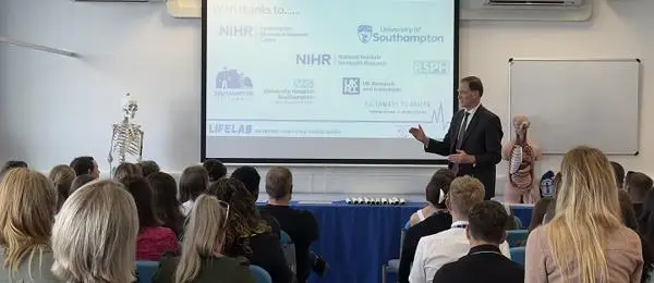 Professor Mark Spearing presents at the event