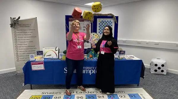 Professor Jessica Teeling and PhD student Juwairiyah Shazzad at the Southampton Arts and Humanities Festival 2024