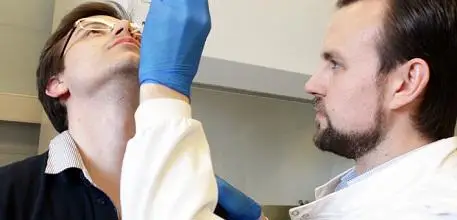 Person having a swab inserted up their nose