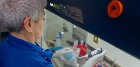 Mirella Spalluto working in the laboratory