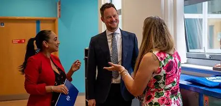 Satvir Kaur and Stephen Morgan speaking to Kath Woods-Townsend in LifeLab