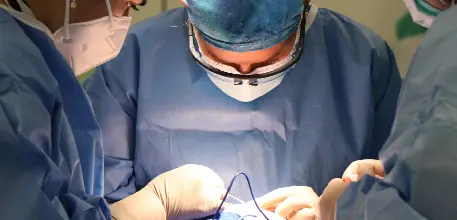 Close-up of surgeons during operation