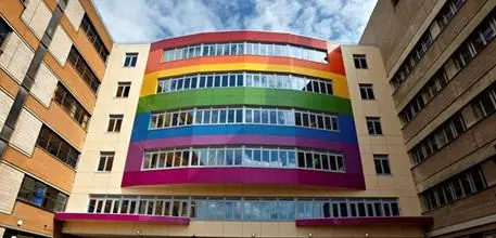 The rainbow-coloured outside of the research facilities at university hospital southampton 