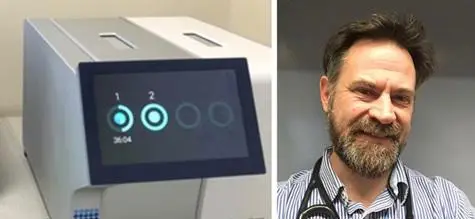 A point-of-care test machine and Professor Tristan Clark