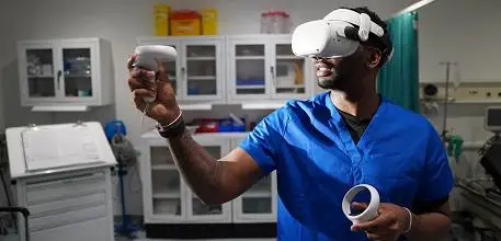 A doctor taking part in the VR training
