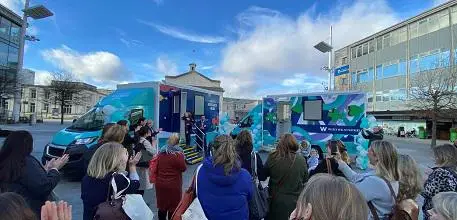 Kate Parker cuts the ribbons at the Wessex Research Buses launch event