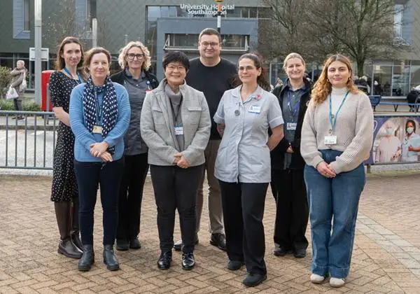 Southampton's REPAIR team standing outside the main hospital entrance 